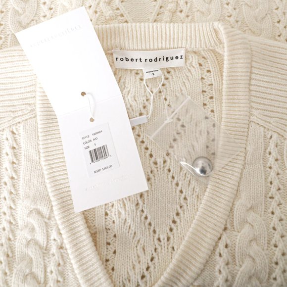 Robert Rodriguez S Cashmere Cable Cardigan Cream - Picture 11 of 13
